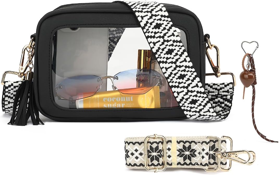 LOXOMU Clear Stadium Bags for Women, Small Clear Crossbody Bag Stadium Approved, Cute Clear Stadium Purse for Concerts
