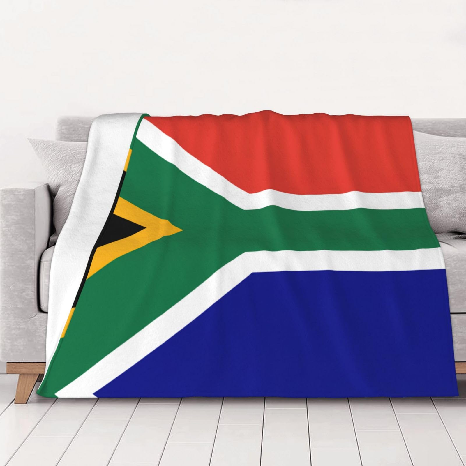 JIPOFD Dual Sided South African Flag Blanket Throw Warm Cosy Flannel Blanket King Size Bed Thick Blanket
