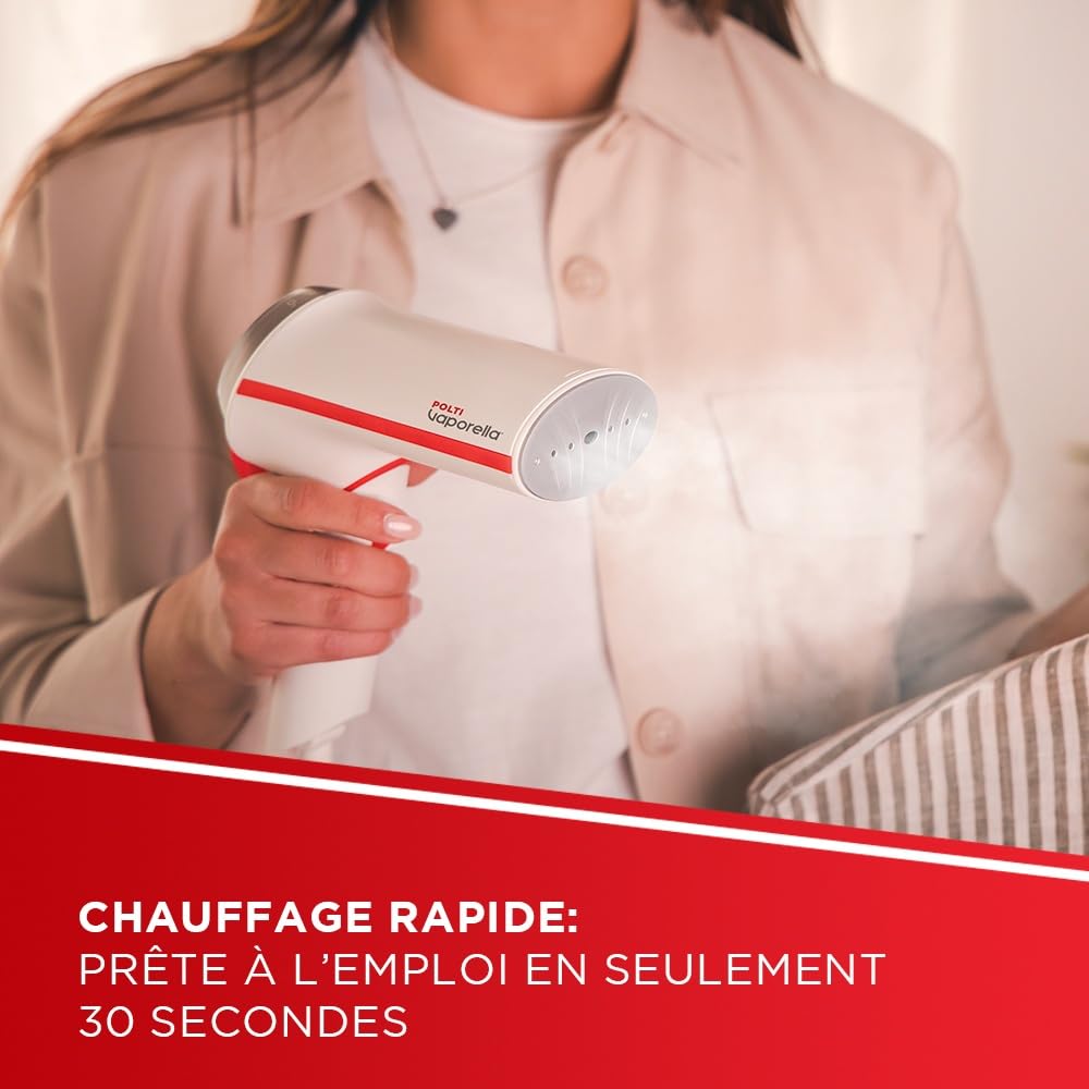 Polti Vaporella GSM50R Défroisseur Vapeur Vertical Compact, Vapeur Puissante 7 Bar, Poignée Ergonomique, Prêt en 30 Sec, Blanc et Rouge
