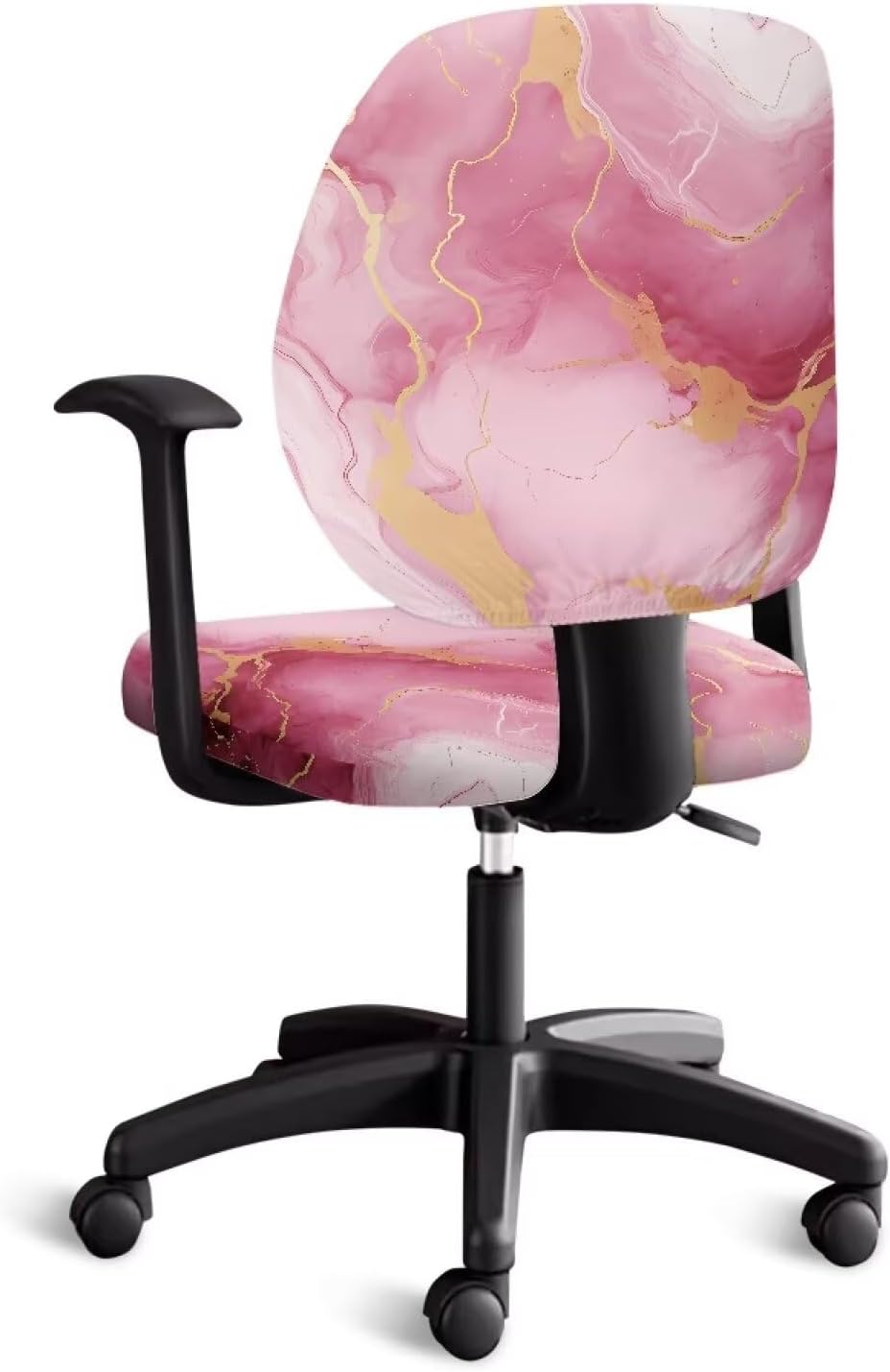 Pink Marble Texture, Office Chair Covers, Stretch Computer Chair Cover, 2 Piece Desk Chair Cover, Universal Split Rotating Chair Slipcovers Protector, Office Accessories for Workers Bosses