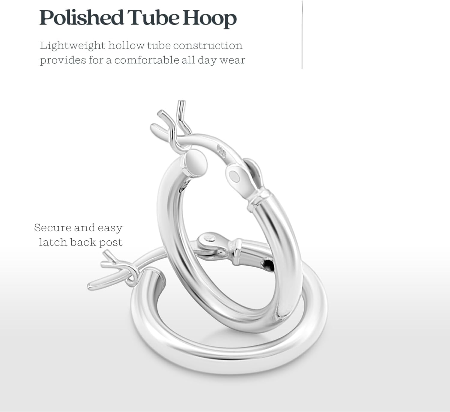 KEZEF Sterling Silver Hoop Earrings | 4mm High Polished Silver Hoops for Women - Lightweight Jewelry Earring | 25mm - 45mm Diameter Chunky Hoop Earrings