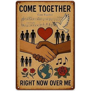 COME TOGETHER Vintage Metal Tin Signs The Beatles Poster Gifts 8 X 12 Inch - Les Beatles, Paul McCartney, John Lennon, RIngo Starr, George Harrison
