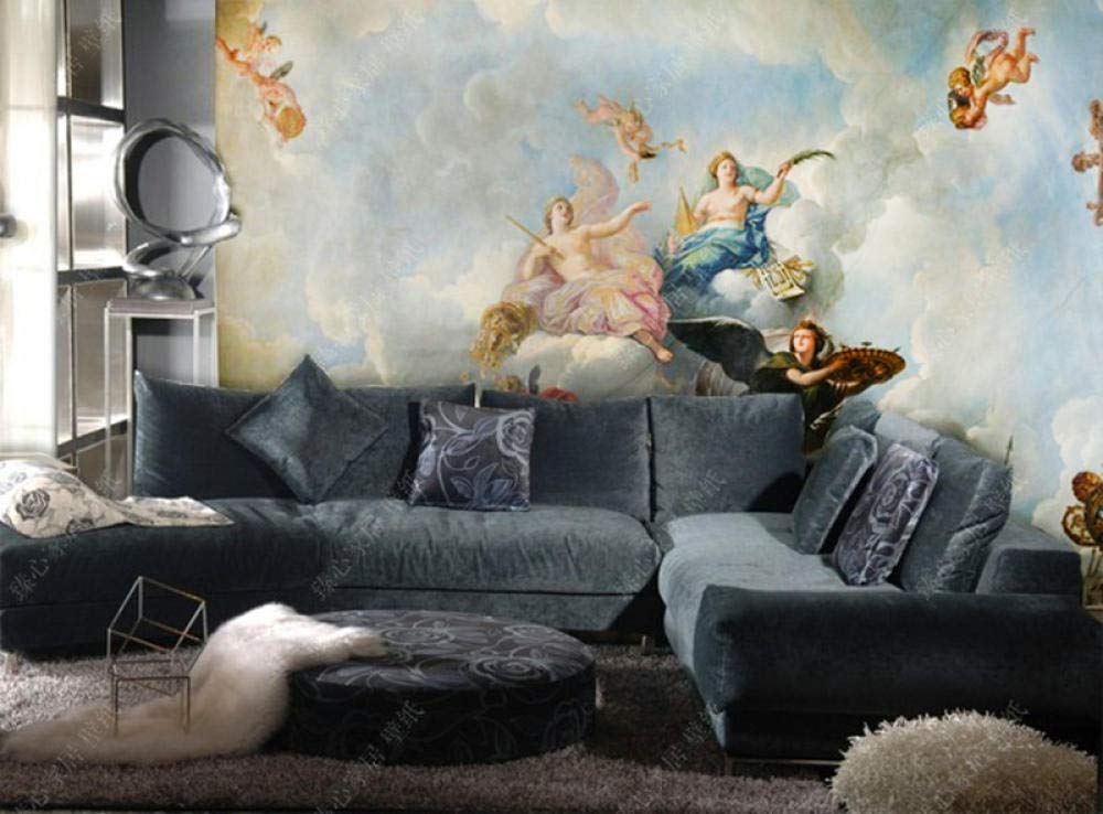 Peinture à l'huile ange papier peint 3D plafond classique de style grand siècle