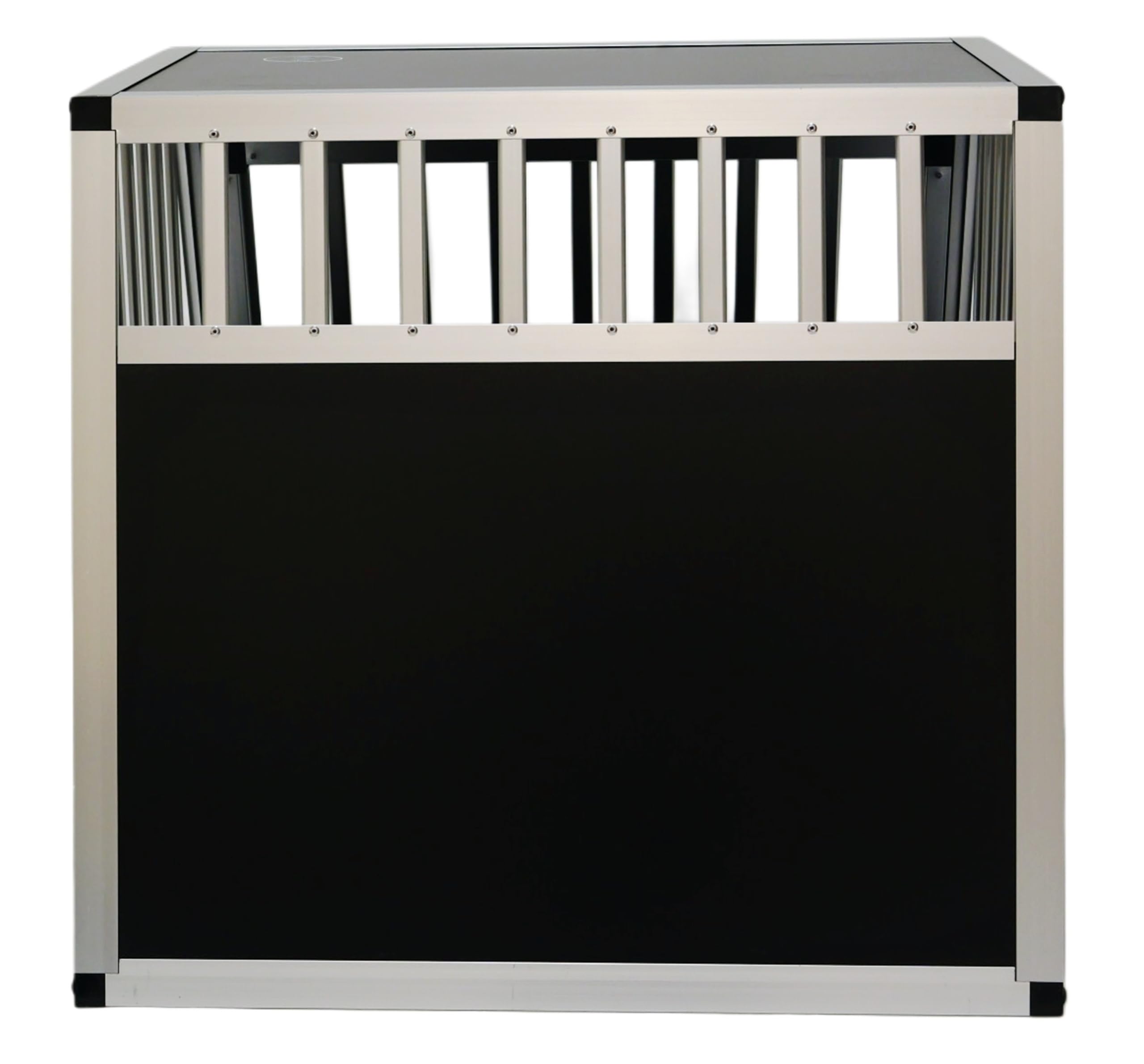 DOGHEAD Hundetransportbox Ecoline, Single 70x75x63 cm, Schwarz, Aluminium, Beidseitig Abgeschrägt 75°