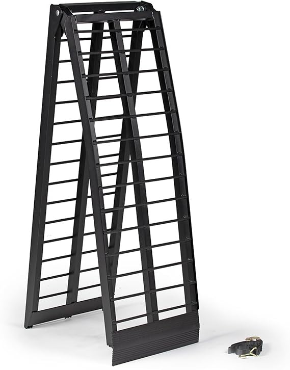 Titan Ramps 9 Heavy-Duty Arched Motorcycle Loading Ramp - 900 lb. Capacity | Aluminum loading for pickup trucks foldable lightweight with serrated crossbars