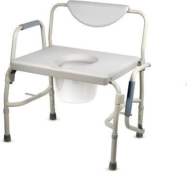 HEALTHLINE Heavy Duty Drop Arm Bariatric Commode | Bedside Commode Toilet Chair with Arms and Bathroom Safety Frame for Elderly, Adults | Adjustable Seat Height, Extra-Wide, 500 lbs