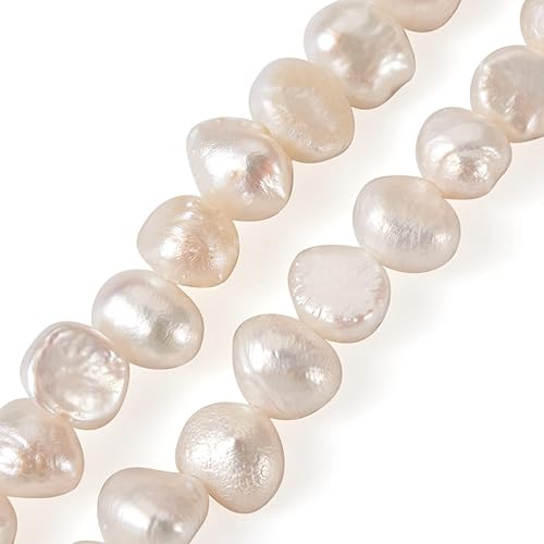 Miniatura 8 de Beadthoven - 140 unidades de 2 hebras de perlas de agua dulce cultivadas naturales de 4 a 0.197 in, perlas blancas sueltas para manualidades,