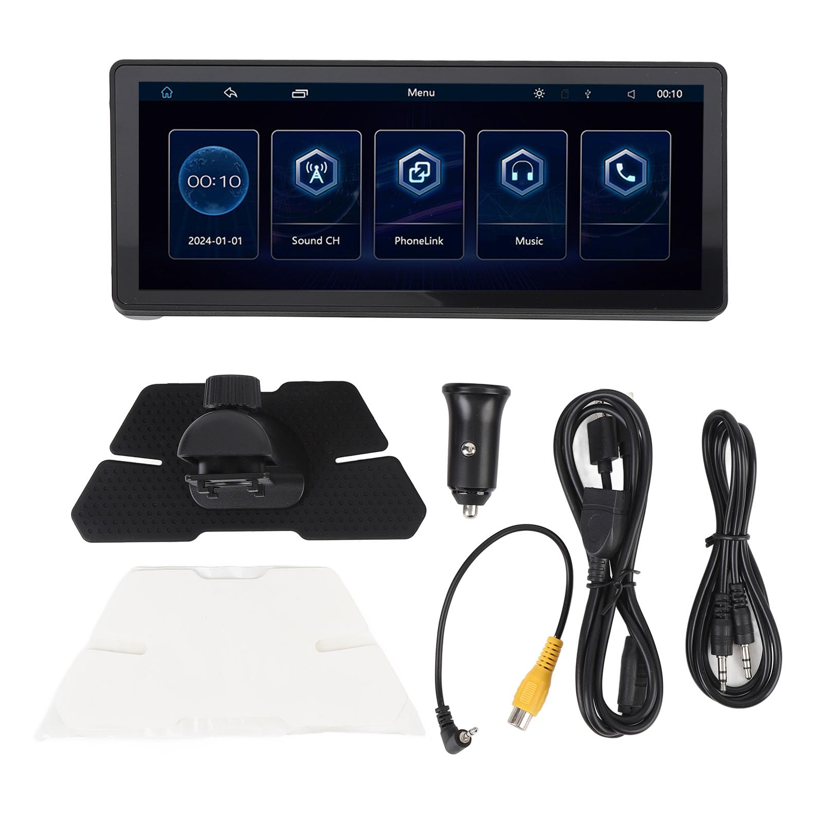 Estéreo para Automóvil de 10,26 Pulgadas, Pantalla Táctil FHD IPS, Compatible con, Android Auto, BT, MirrorLink, Navegación GPS, para Cualquier Automóvil