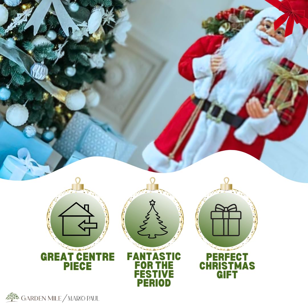 Marco Paul Interiors Tradizionale Deluxe Grande Babbo Natale Decorazioni natalizie Statua Decorazioni natalizie per la casa Figura festiva Peluche Natale Decorazioni natalizie (40 cm)