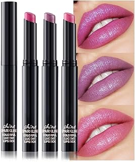 3 lápices labiales metálicos color morado lav...