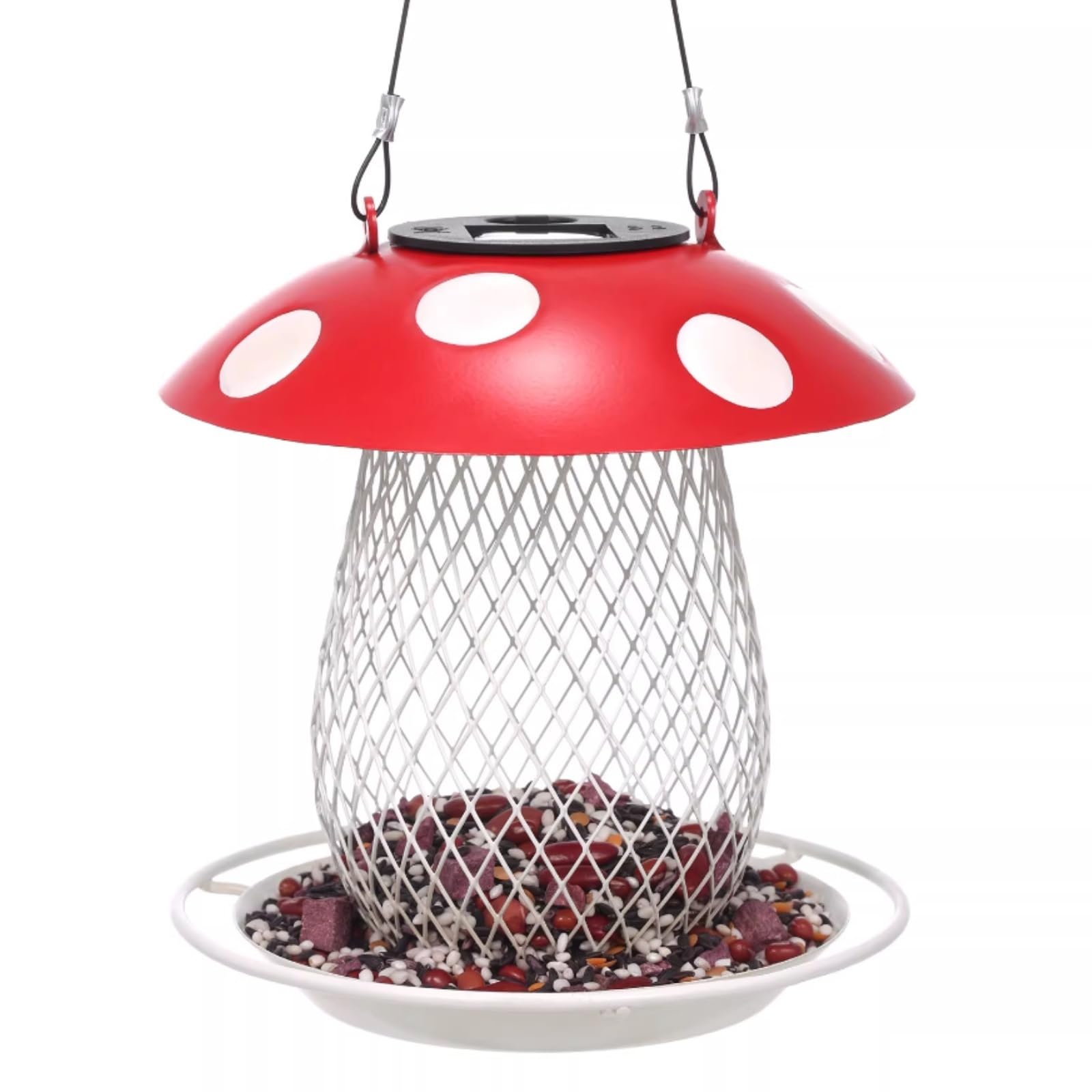 Karmnik dla Dzikich Ptaków Bird Feeder Zasilany Energią Słoneczną Karmnik Dla Ptaków W Kształcie Grzyba Wiszący Dekoracyjny Na Patio Ogrodzie Wróbli