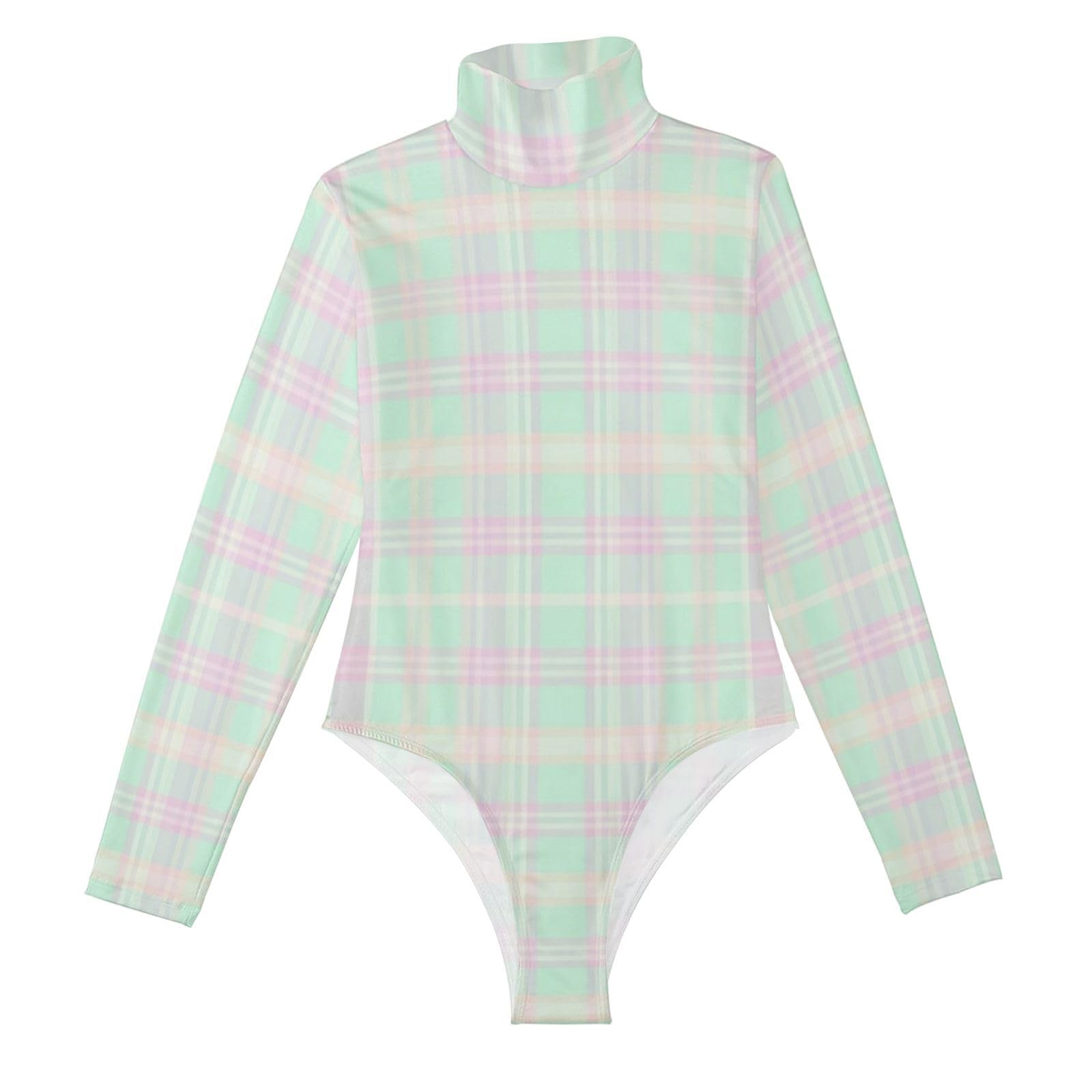 Body de manga larga sofisticado verde pastel liso estilo eotard chic 8