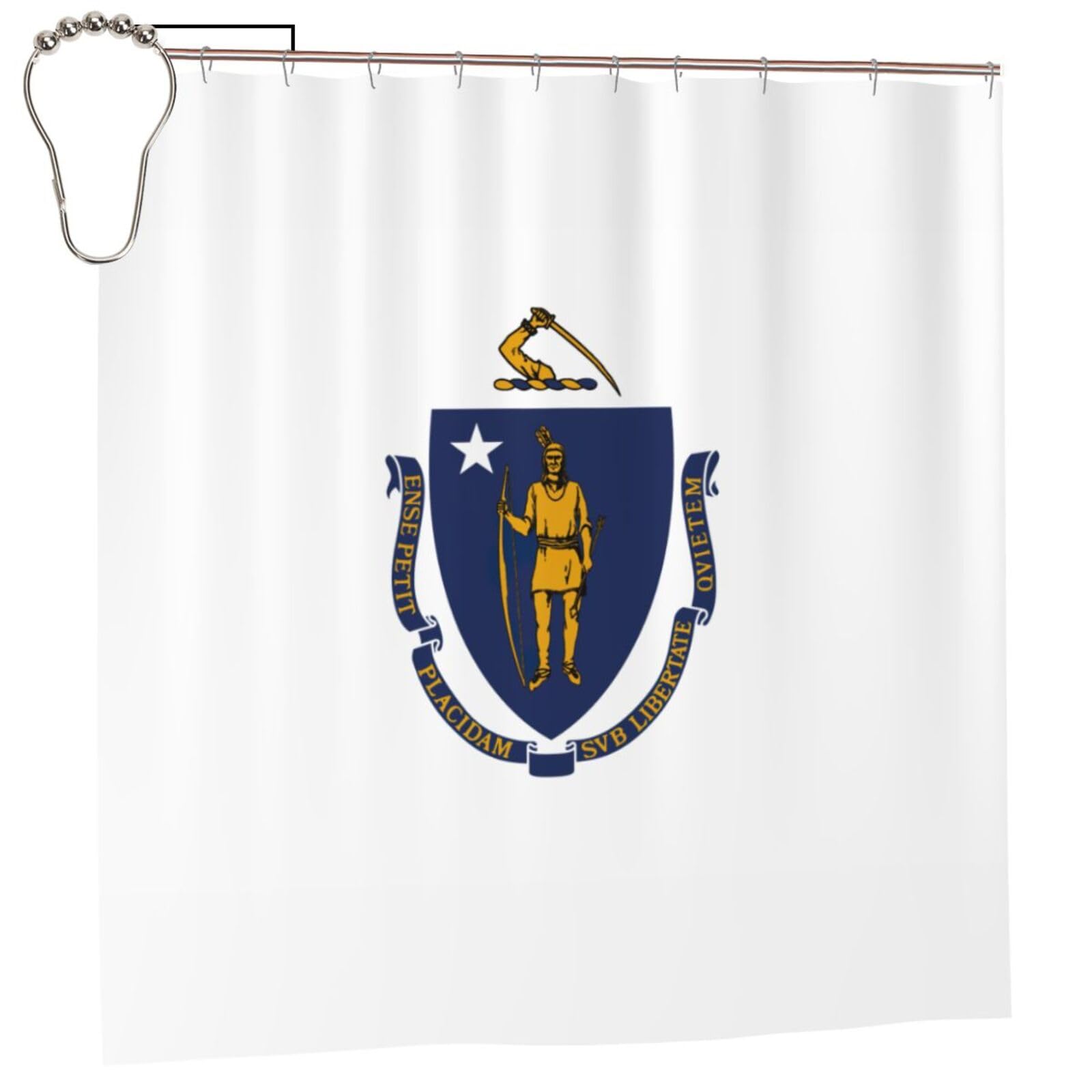 Rideau de douche avec œillets inoxydables motif Massachusetts en polyester