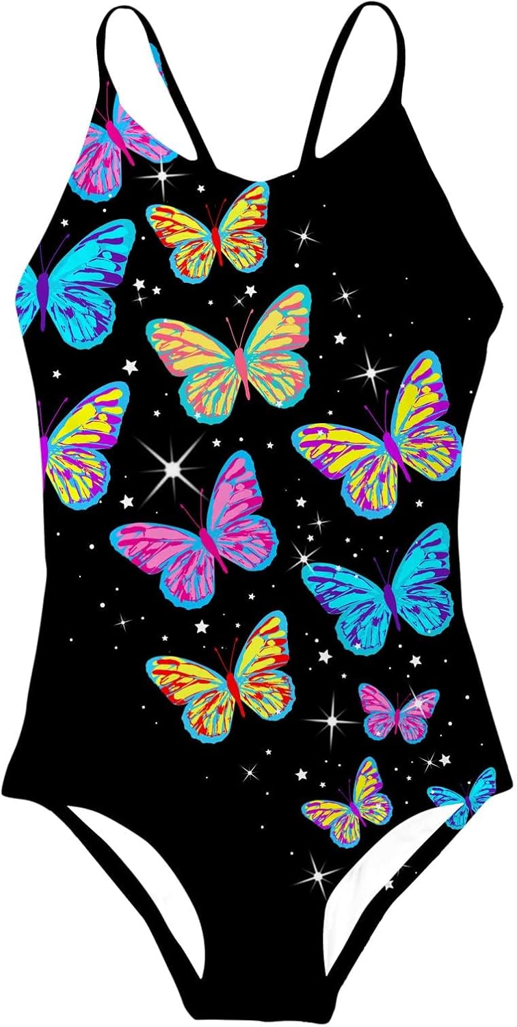 Idgreatim Little Girls One Piece Swimsuits Quick Dry Beach Swimwear Bathing Suit for Beach 3-12 Years