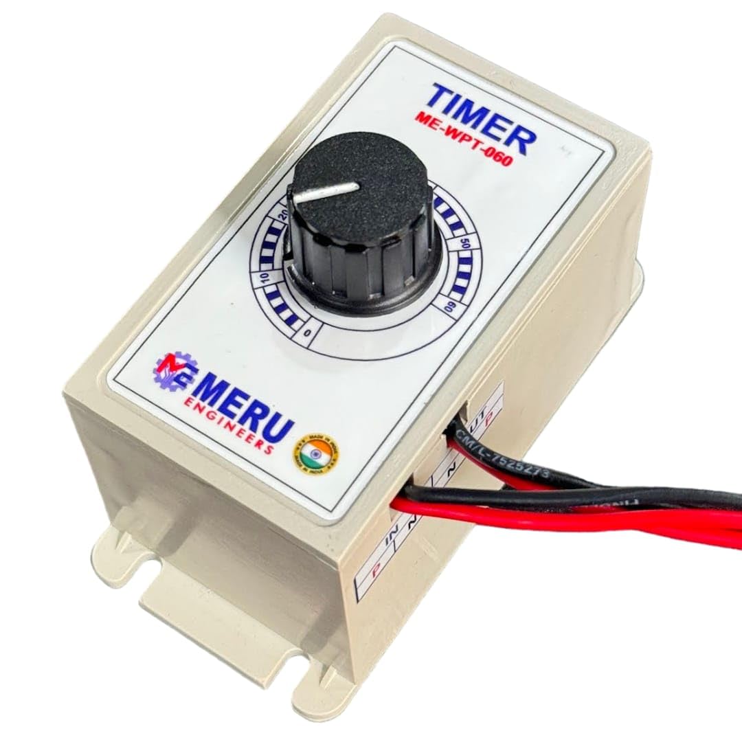 MERU ENGINEERS Auto Cut Off Timer for Water Pumps Single Phase Direct Supply Without Starter. Heater, Coolers, Fans, 16 A, White, Auto Switch, 1_way
