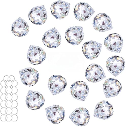 Miniatura 9 de Atrapasueños de cristal 20mm/30mm/40mm Prismas de bola de cristal transparente para lámpara de araña con gotas de luz colgantes, piezas de prisma