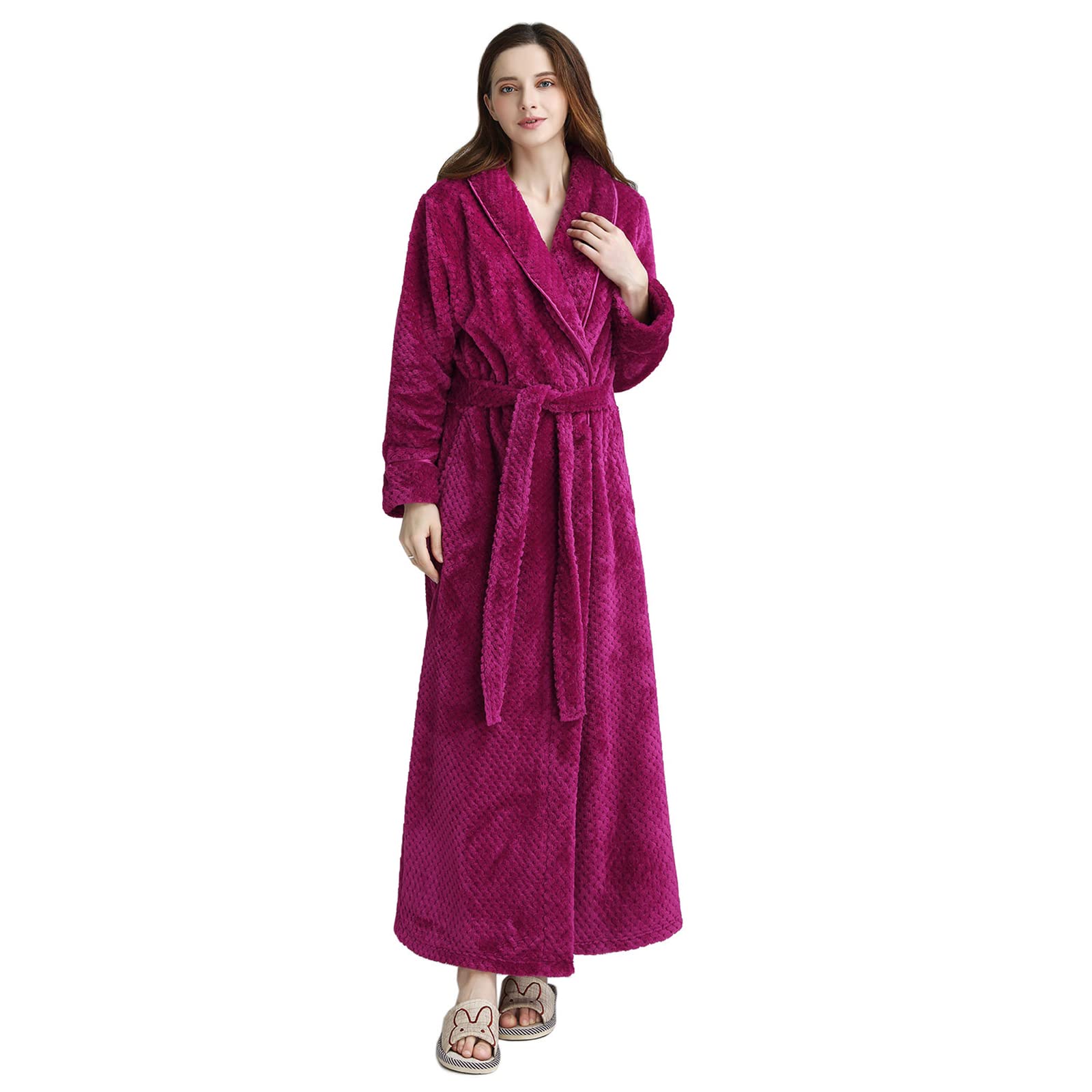 Peignoir long en polaire femme Hellomamma, pyjama chaud de nuit d'hiver - 8