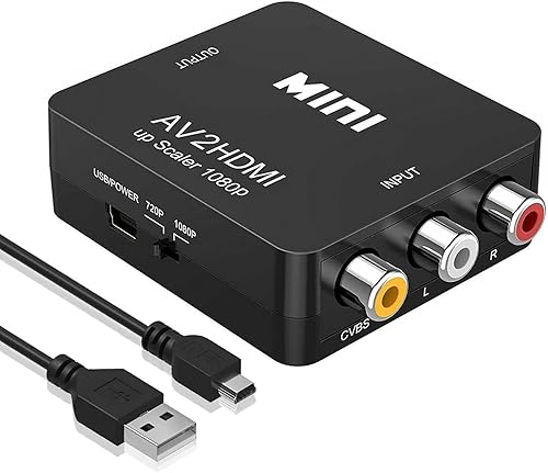 RCA a HDMI, convertidor AV a HDMI, 1080P 4k Video Audio TV 3 RCA CVBS HDMI con cable de carga USB