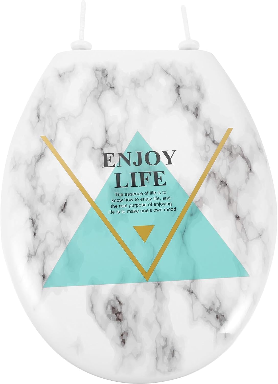 Lurrose Plastic Toilet Seat Cover Marble Effect 18-inch U-shaped Bathroom Toilet Seat Thickened Sturdy Plastic for Home Bathroom Use