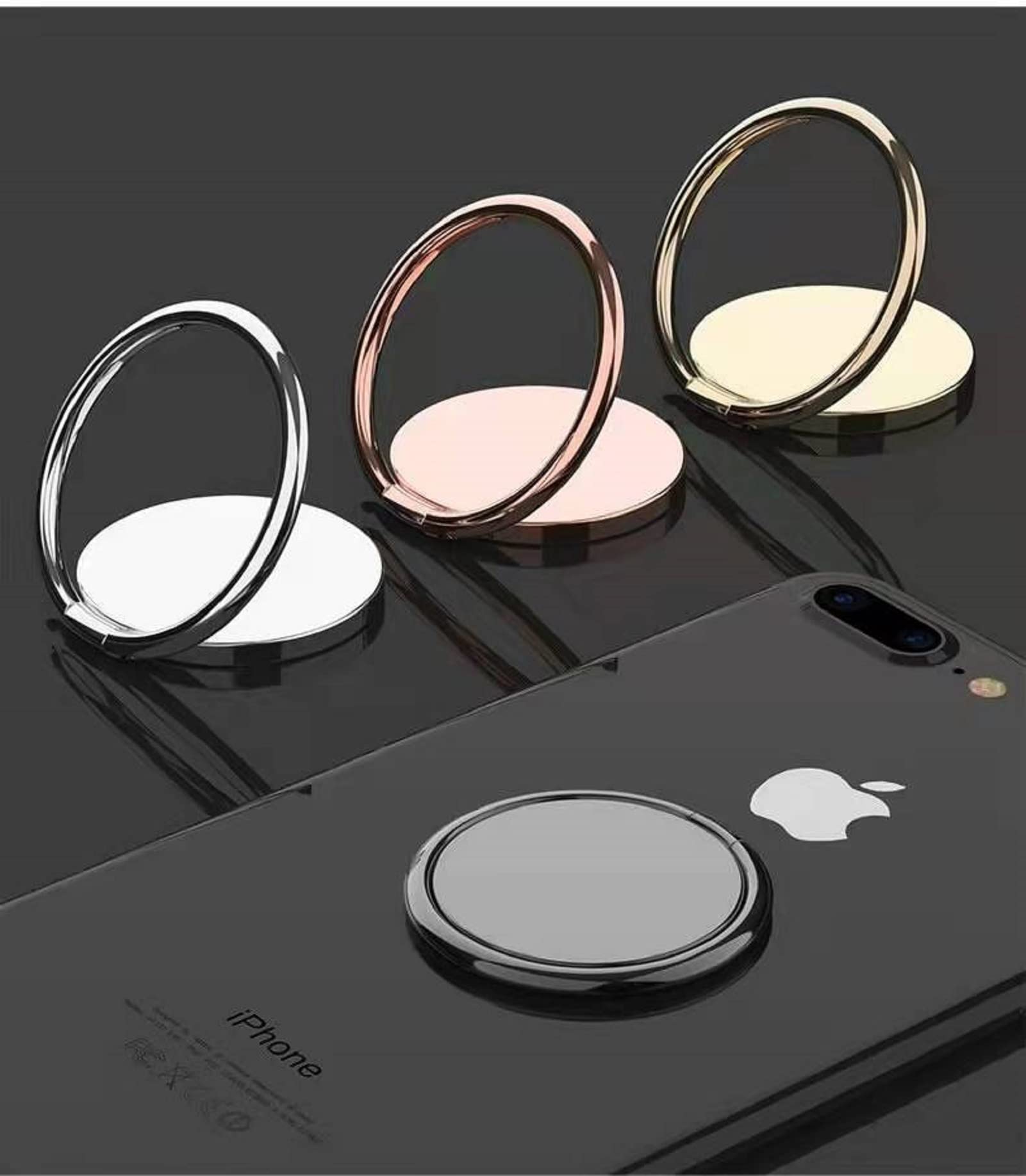 Anello Supporto Telefono, Universale Cellulare Anello Metallico Rotazione 360° Supporto per anulare Smartphone Ring Compatibile con iPhone, Samsung, HUAWEI, LG, e tutti gli smartphone (Nero)