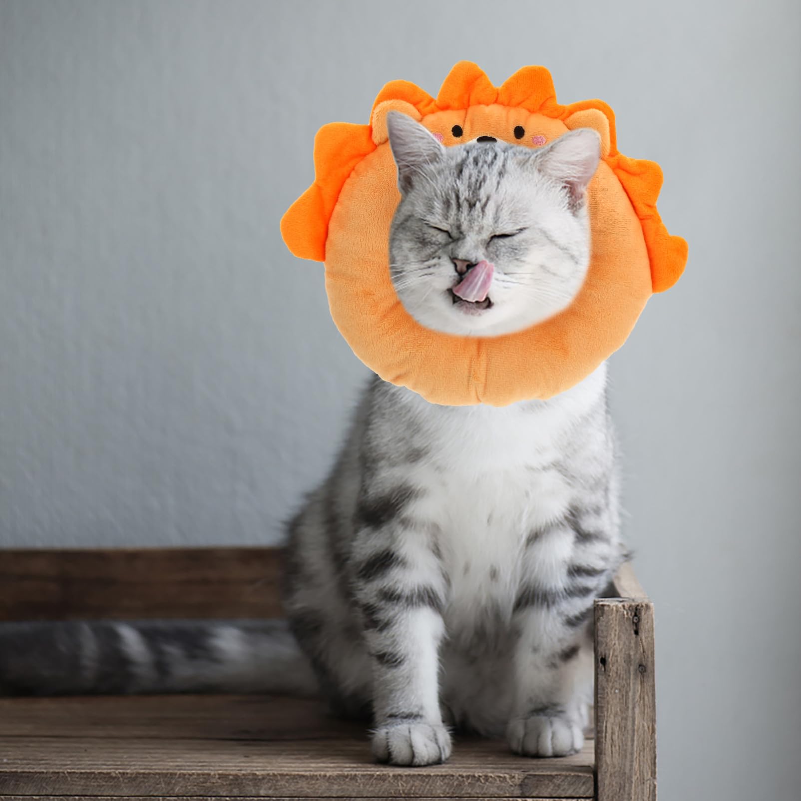 Didiseaon 3pezzi Collare Elisabettiano Per Gatti Protezione Post-operatoria Per Guarigione Healing Collare Gonfiabile Antigraffio Per Dopo Design Cartone Lion Misura