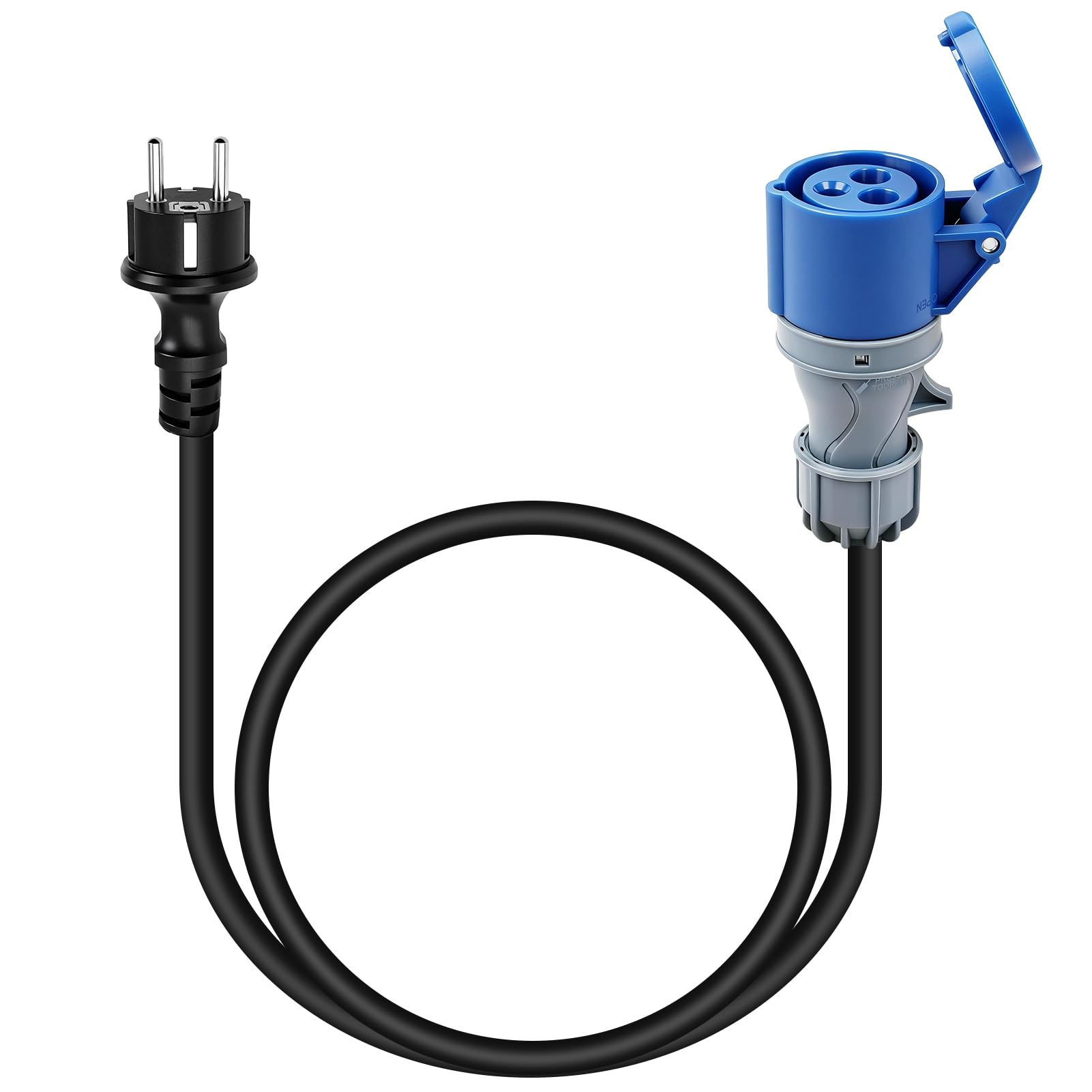 Adaptateur Prise Camping, Adaptateur Fiche Mâle Schuko vers Prise Femelle CEE Câble de 1,5m H07RN-F3G 2,5mm² Protection IP44, 250V 16A Adaptateur CEE pour Camping Car, Caravane, Chantier et Extérieur