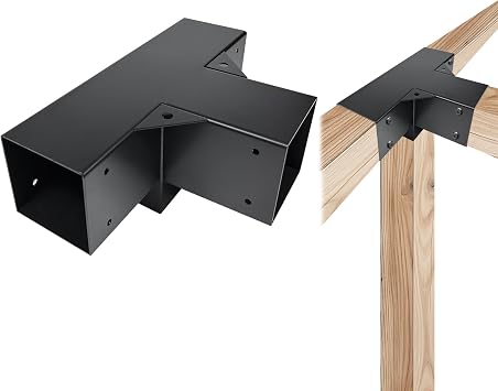 4-Way Pergola Bracket Kit DIY Right Corner Woodworking Bracket 4" x 4" Actual 3.5" x 3.5" for Patio Pergola, Gazebo, Log Cabin with Hardware 1 Pack