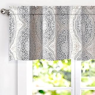 DriftAway Adrianne Damask and Floral Pattern Window Curtain Valance 52 Inch by 18