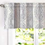 driftaway adrianne damask and floral pattern window curtain valance 52 inch by 18 inch beige and gray