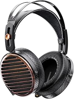 FiiO FT7 Headphones Open-Back Planar 106mm Planar Magnetic Monitor Earphone Gold Diaphragm Carbon Fiber Shell Detachable Cables (Black)