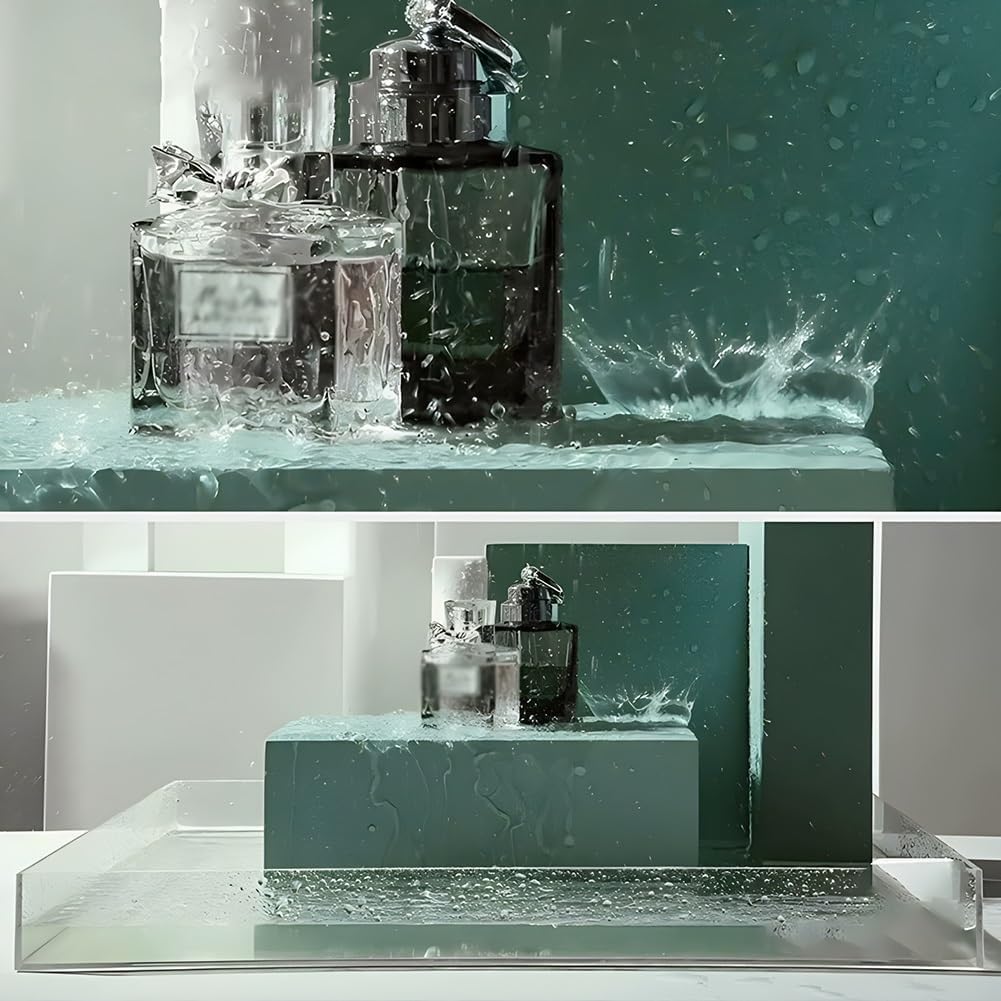 Rygcrud Acrílico Bandeja De Exposición Atrezzo, Estudio Fotográfico Fotografía Tanque De Agua Poco Profunda, Mesa De Productos Fotografía Shooting para Publicidad Cosmética(60x60x10 cm)