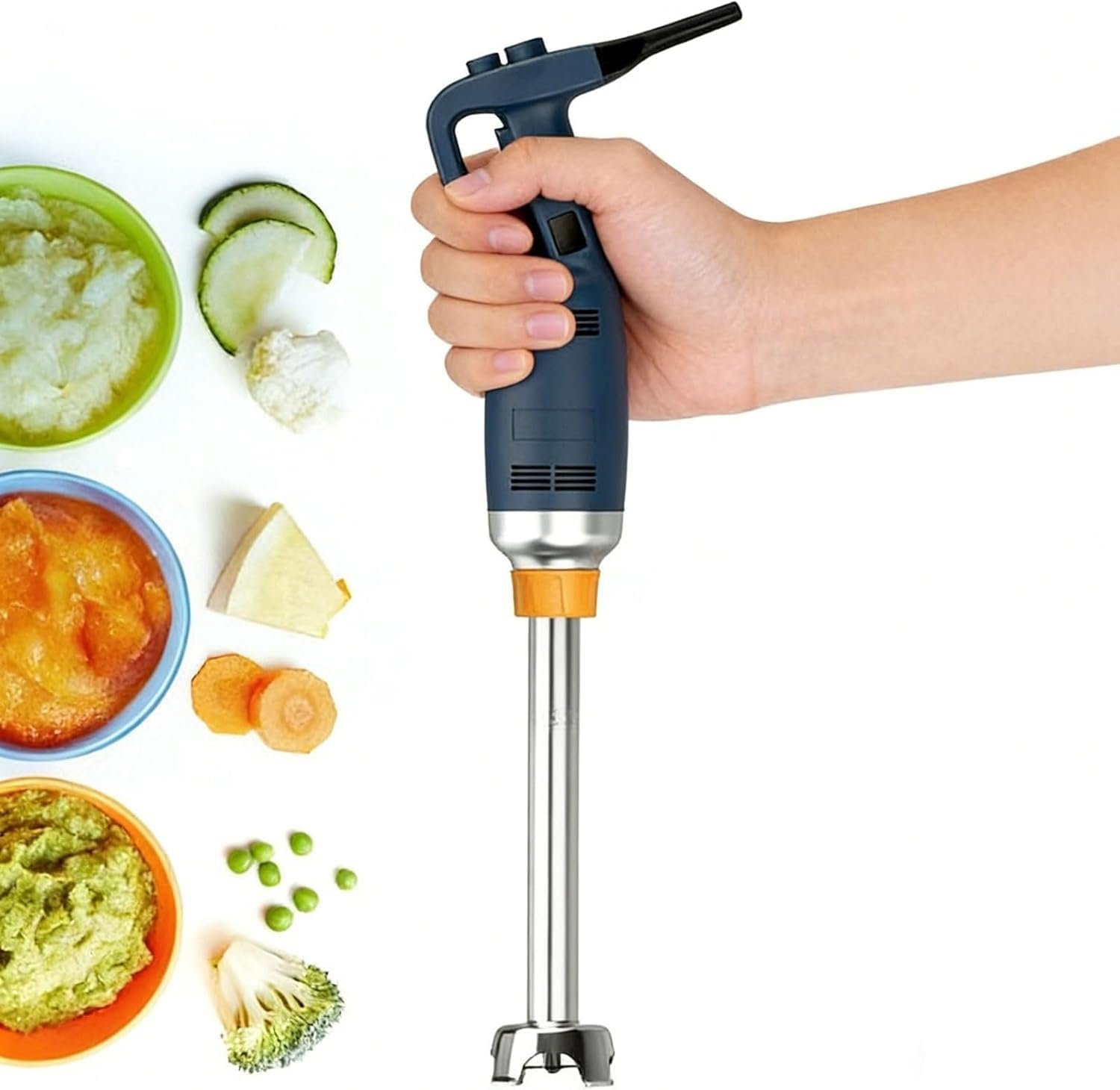 Blender ręczny komercyjny z regulacją prędkości i długą końcówką do koktajli, zup i przygotowywania potraw