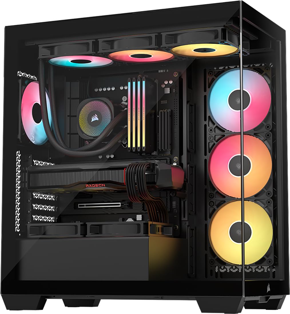 CORSAIR 3500X RS ARGB Panoramic Mid-Tower PC Case – 3X Pre-Installed Fans, High Airflow, Spacious Interior, GPU Anti-Sag, Reverse Connection Motherboard Compatible – Black