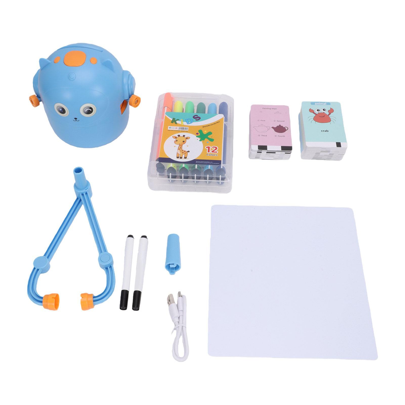Dilwe Robot Educativo per Disegnare Bambini, 100 Carte Lavagna Riutilizzabile con 30 Giorni di Standby per Apprendimento Montessori Prescolare