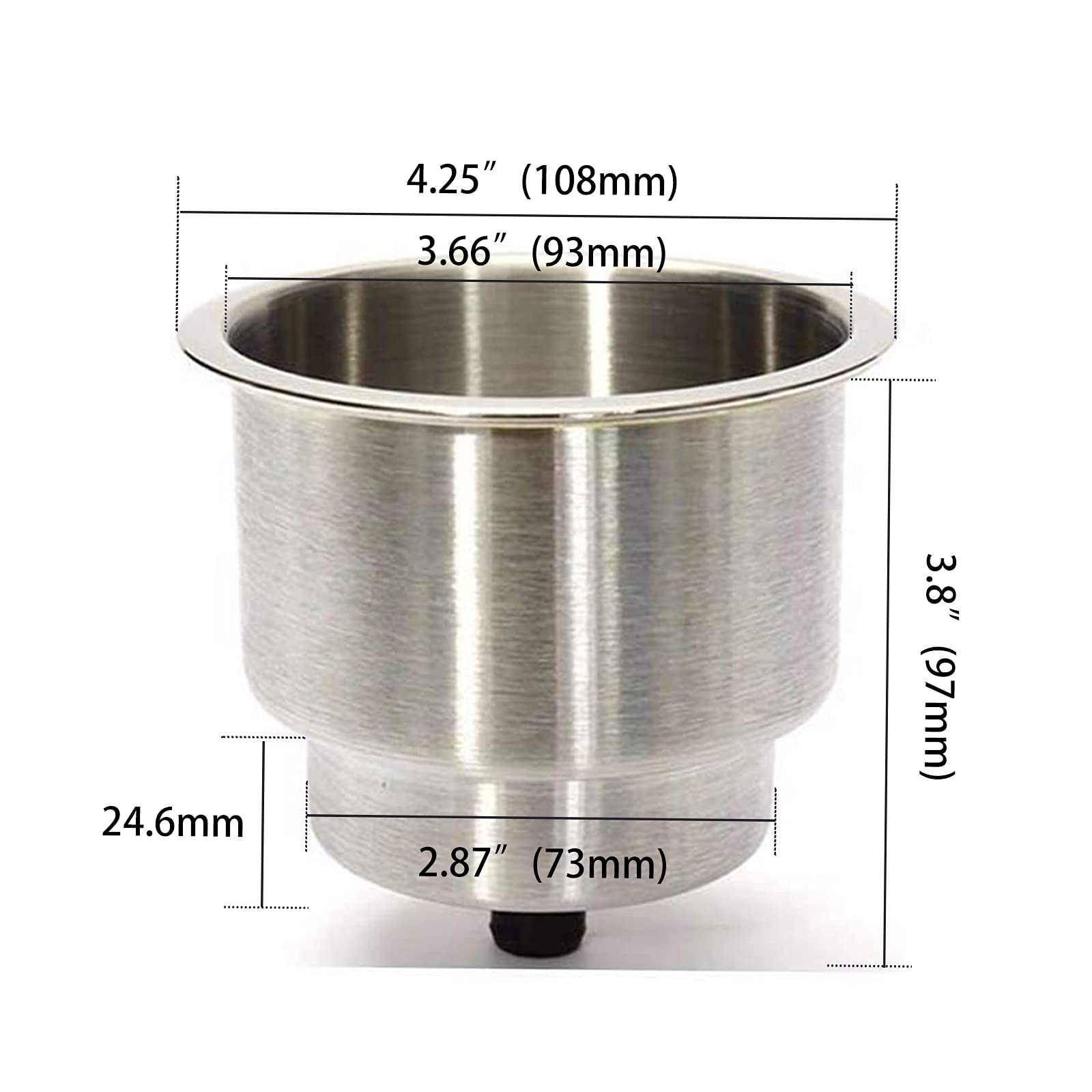2 Pack Boat Cup Holder, Marine Stainless Steel Cup Drink Holder Insert with Drain for Marine Yacht RV