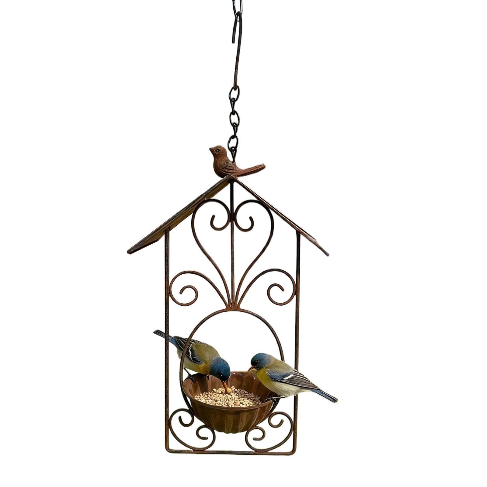 Mangeoire à oiseaux avec toit de pluie vintage pour pinson et bluebird