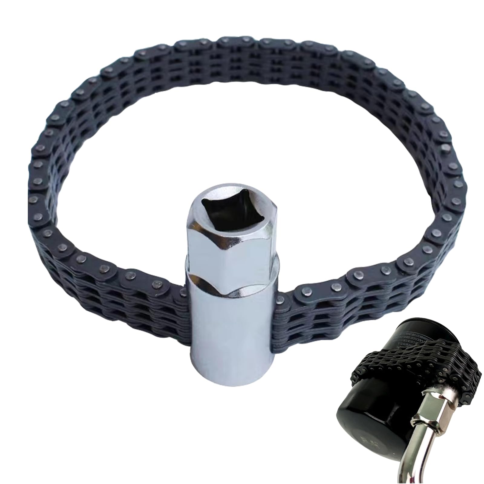 JRangelp Automotive Oil Filter Chain Wrench Adjustable Oil Filter Wrench Double Chain Oil Filter Removal Tool Fits for 6-14cm