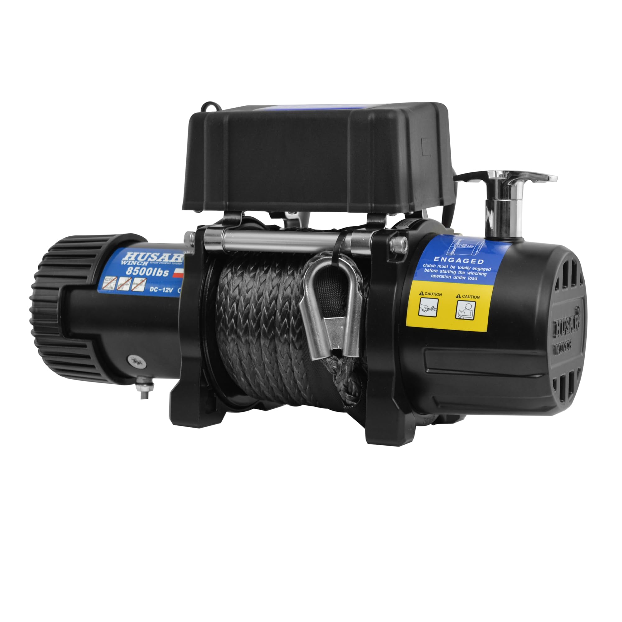 Elektryczna wciągarka linowa 12 V, 3856 kg (3856 kg) z syntetyczną linką 20 m, bezprzewodowy pilot zdalnego sterowania, 3-stopniowa przekładnia planetarna – do lawety, samochodów