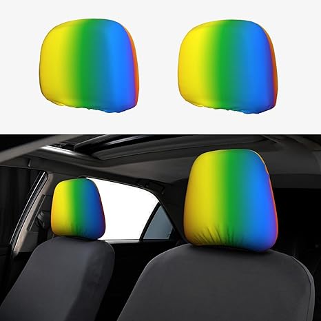 LGBT Rainbow Flag Universal Car Headrest Covers 2 Pack Anti-Slip Cars Seat Protector Decor Car Accessories for SUV Trucks