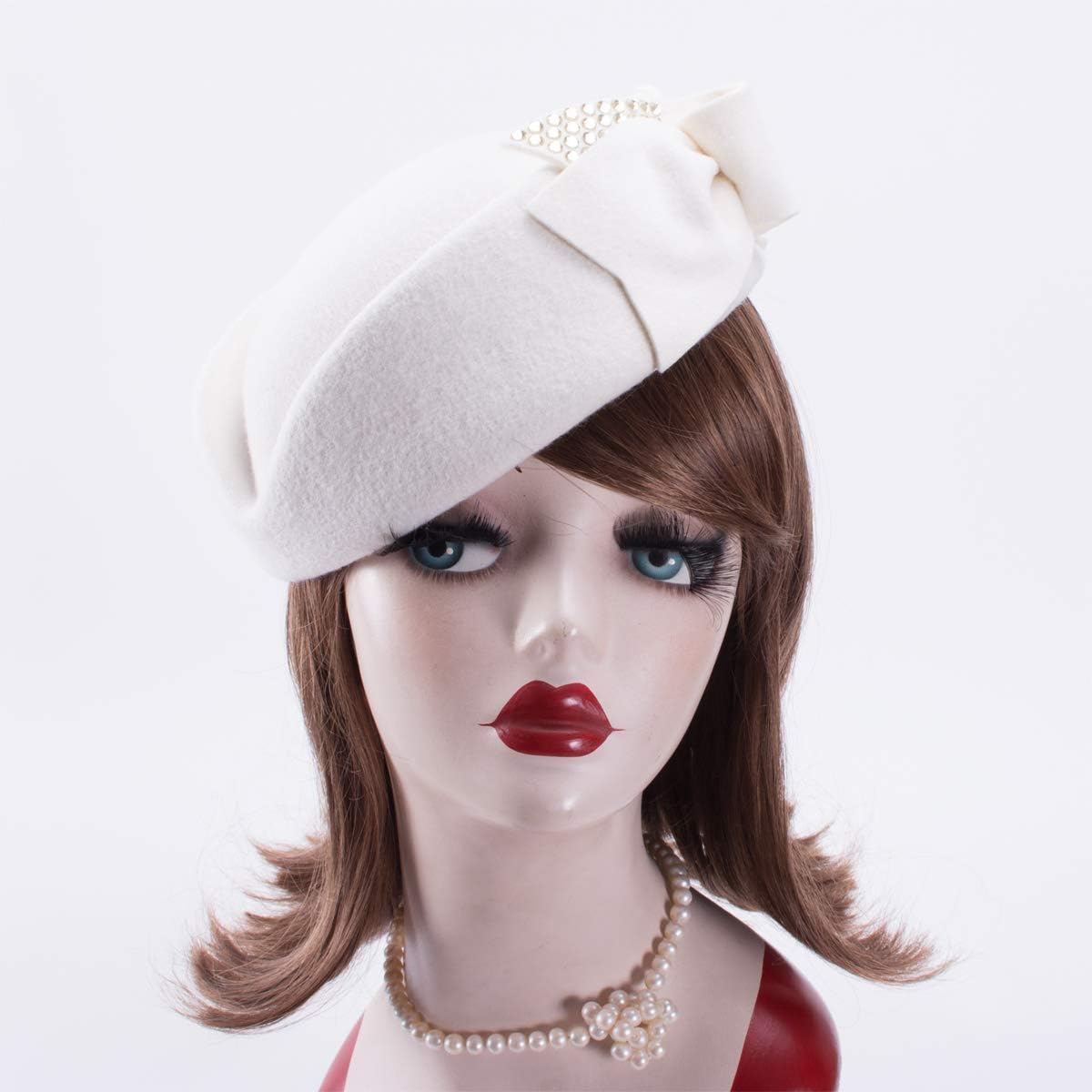 Lawliet Ladies Rhinestone Teardrop Fancy Wool Fascinator Cocktail Pillbox Cap Hat A254
