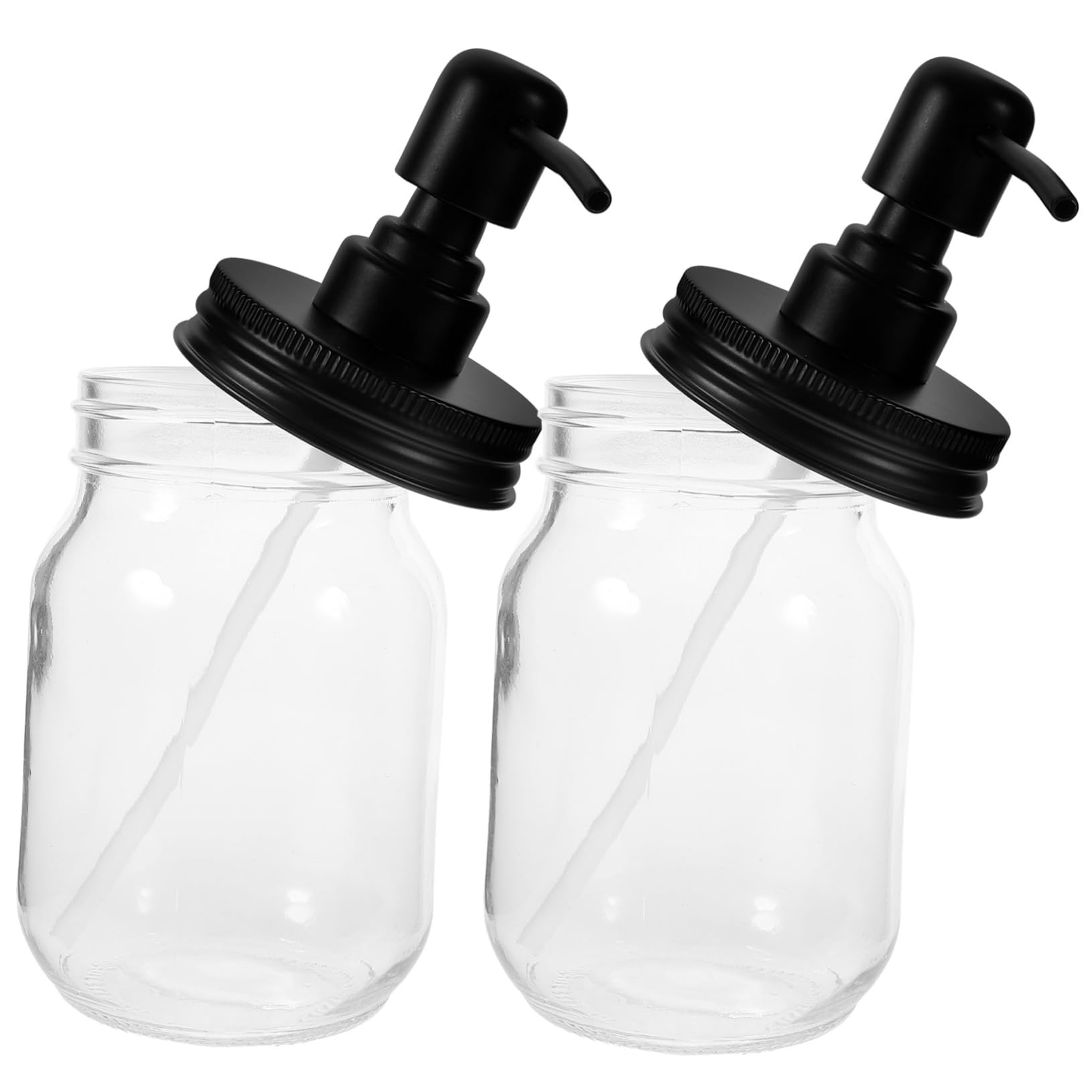 SOLUSTRE 2pcs Jar Pump Clear Honey and Syrup Dispenser with Protective Lid for Kitchen Storage for Homemade Coffee and Condiments Compact Design
