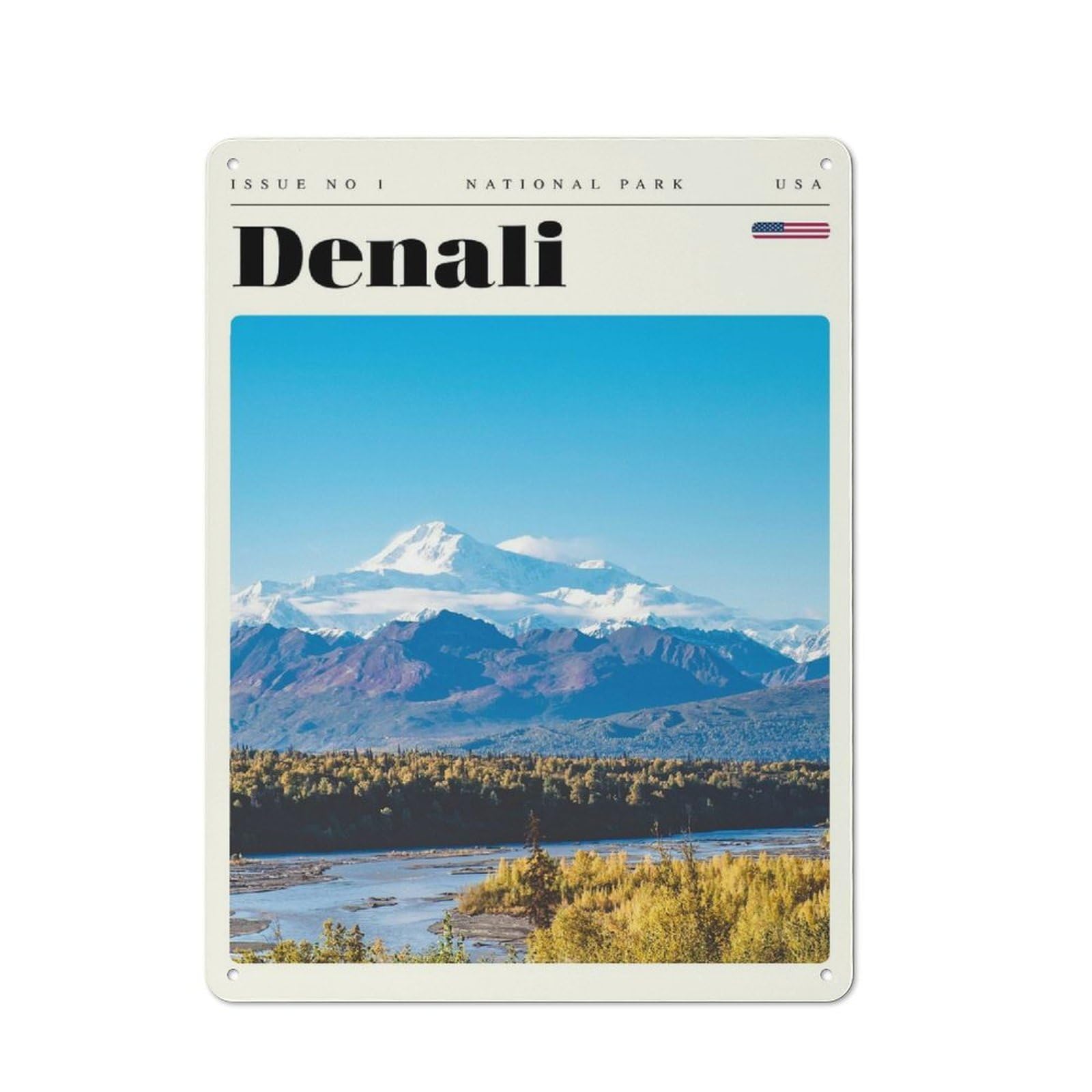 Junmoney Style-10 Metal Wall Sign 40X30cm Featuring Denali National Park Travel Art For Pub Or Café, Housewarming Wall Decor For People Furnishing Pub And Café