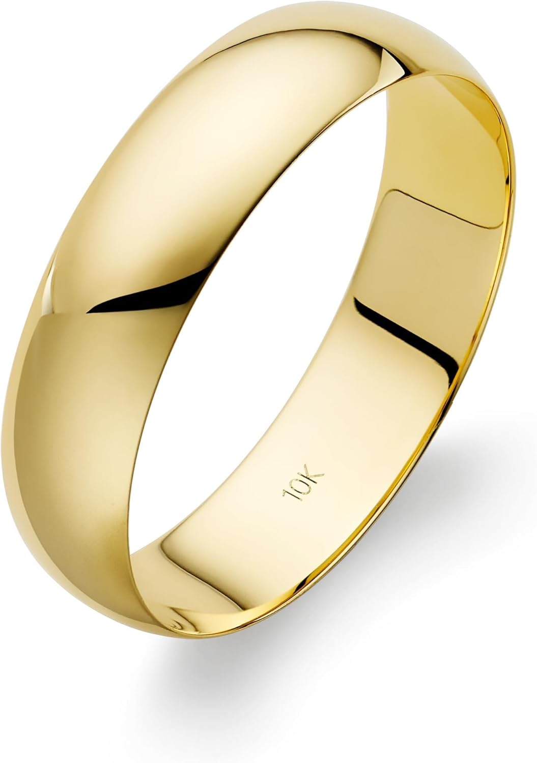 10K or 14K Solid Gold Wedding Band, 5mm, Classic Fit, High-Polish Ring, Yellow or White Gold (Stamped for Authenticity), Sizes 7–14