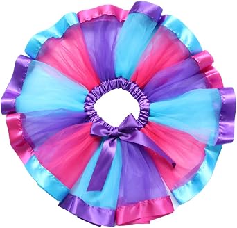 BGFKS Layered Ballet Tulle Rainbow Tutu Skirt for Little Girls Dress Up with Colorful Hair Bows
