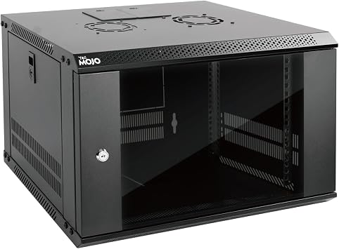 Tecmojo 6U 450mm Depth Wall Mount Server Cabinet IT Network Rack Enclosure, Lockable Door and Side Panels Black, Standard Glass Door, for 19  IT Equipment, A/V Devices, Flat Package