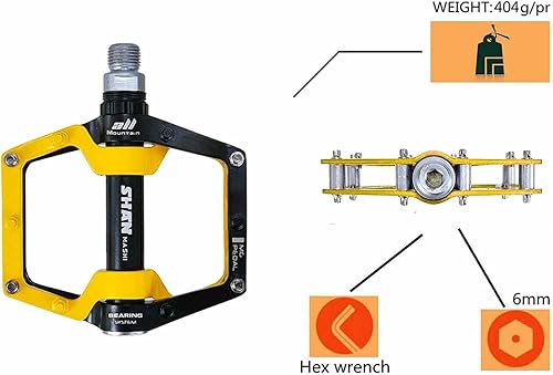 Miniatura 10 de shanmashi Pedales de bicicleta de aleación de aluminio Pedales de bicicleta de montaña con tacos antideslizantes extraíbles 916