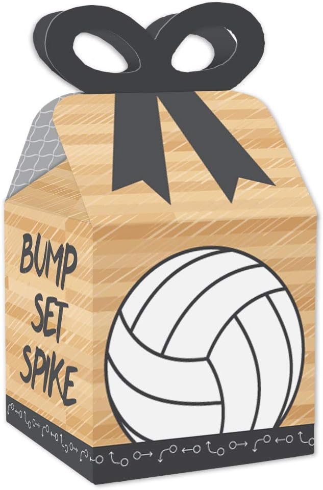 Bump, Set, Spike - Volleyball Square Favor Gift Box - Bow Boxes - Set of 12