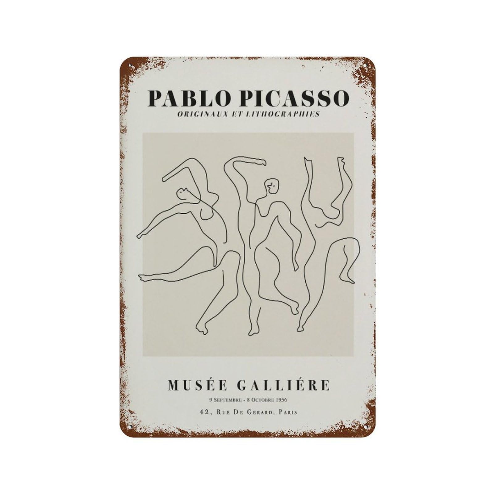 xiaoxiaoshen Pablo Picasso Dancers Minimalist Line Wall Decor Art Metal Tin Poster Modern Home Decor Art Home Bar Shop Decorations Vintage Sign 30x20cm