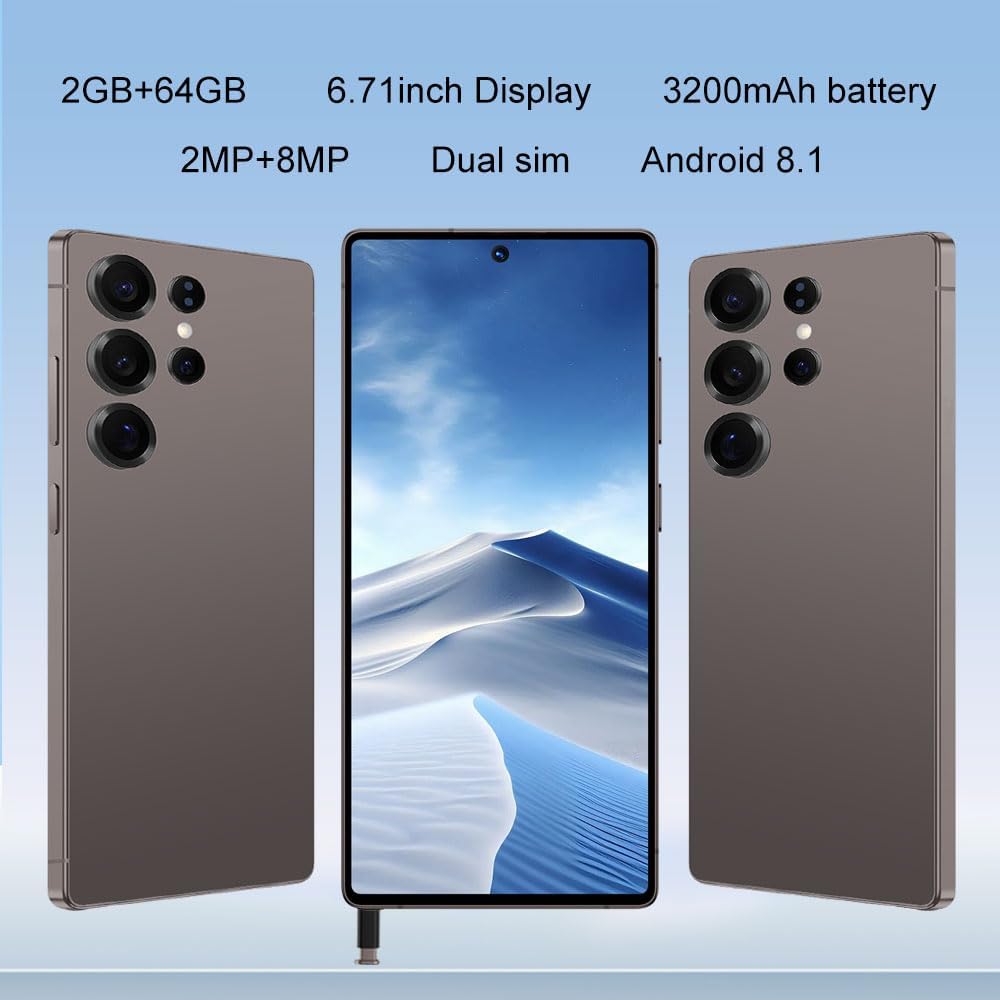 New 6.71” HD Screen Unlocked Android Phones 3G Network Cell Phone 2GB+64GB Android 8.1 Smartphone 2+8MP Cameras 3200mAh Battery Mobile Phone Dual SIM GPS Face Unlocked (Gold)