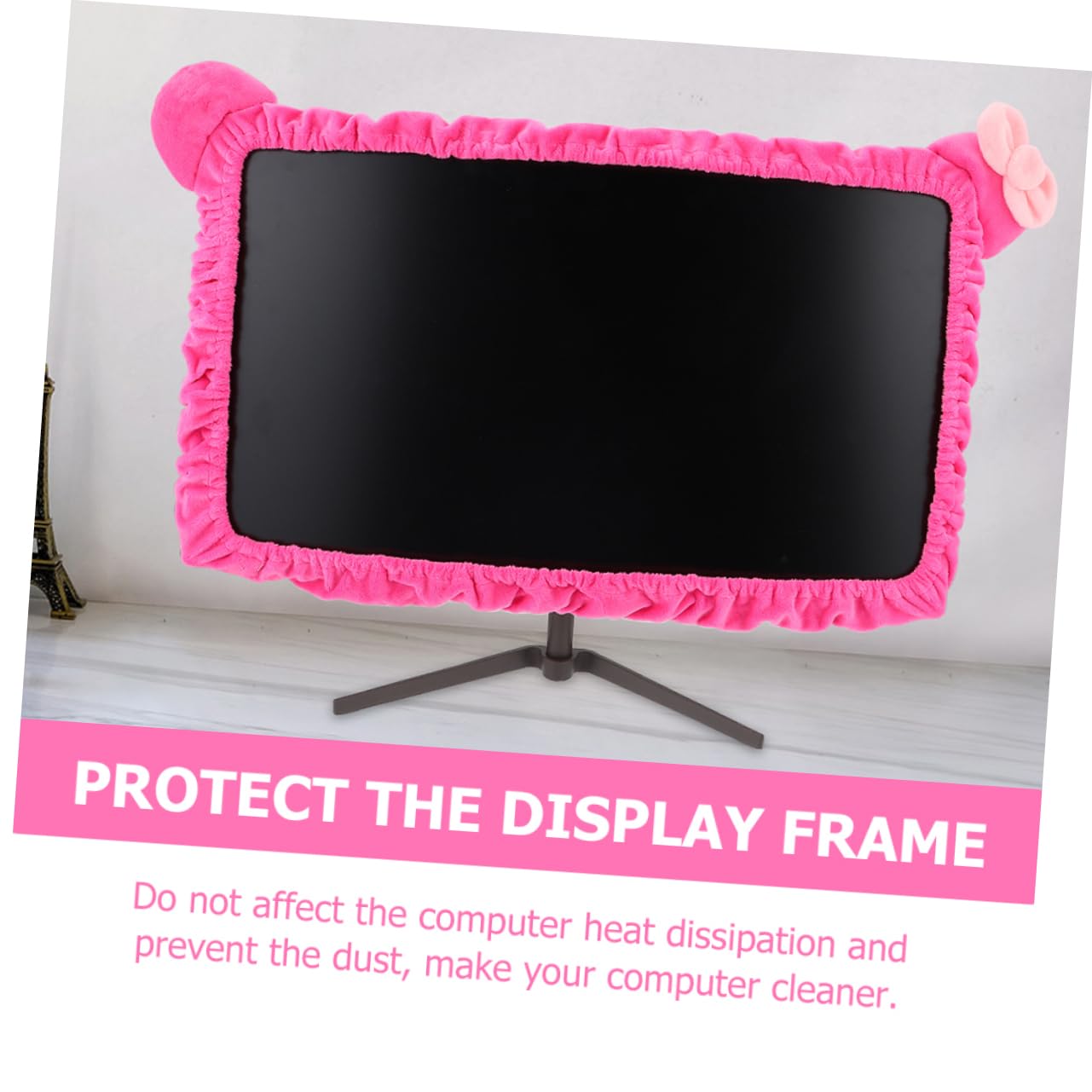 BESTonZON 2pièces Housse Élastique De Protection pour Écran Ordinateur Design Chat Convient Aux Moniteurs Anti-poussière Odeur